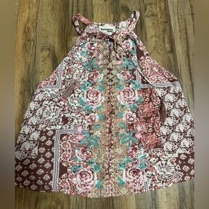 Savanna Jane Floral Patchwork Halter Tank Top